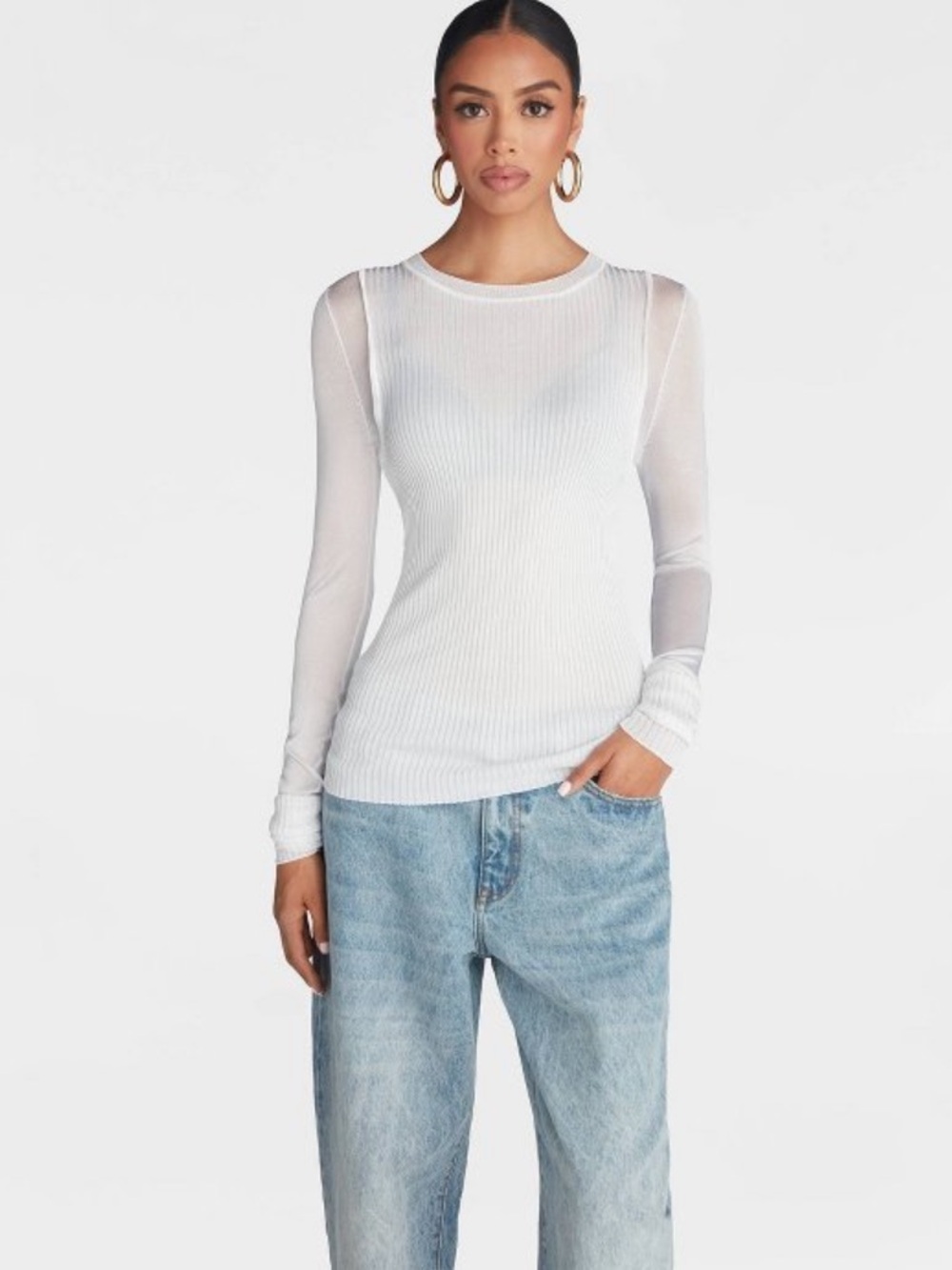 KBB by KAHLANA Women's Long Sleeve 'The Layered
Sheer Top' - White XXL NWT